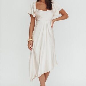 Selfie Leslie Cream Asymmetrical Dress